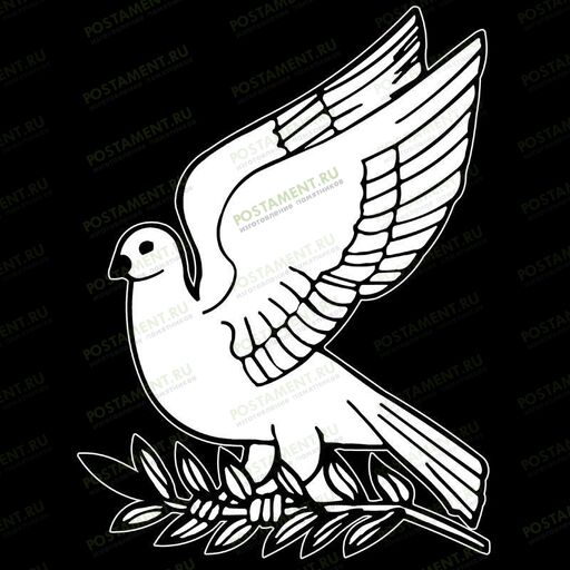 Гравировка голубя на памятник из гранита