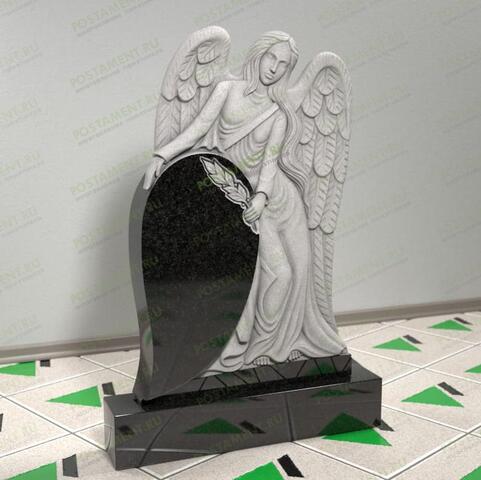Памятник из гранита скорбящий ангел 14361