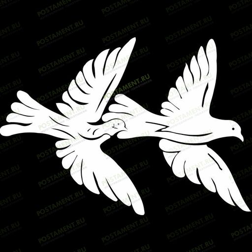 Пара летящих голубей — гравировка для памятника