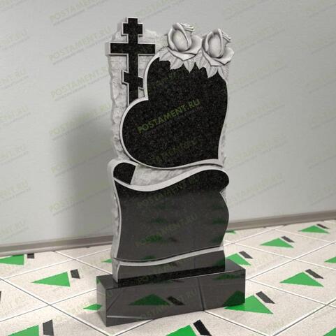 Памятник сердце с розами 12673
