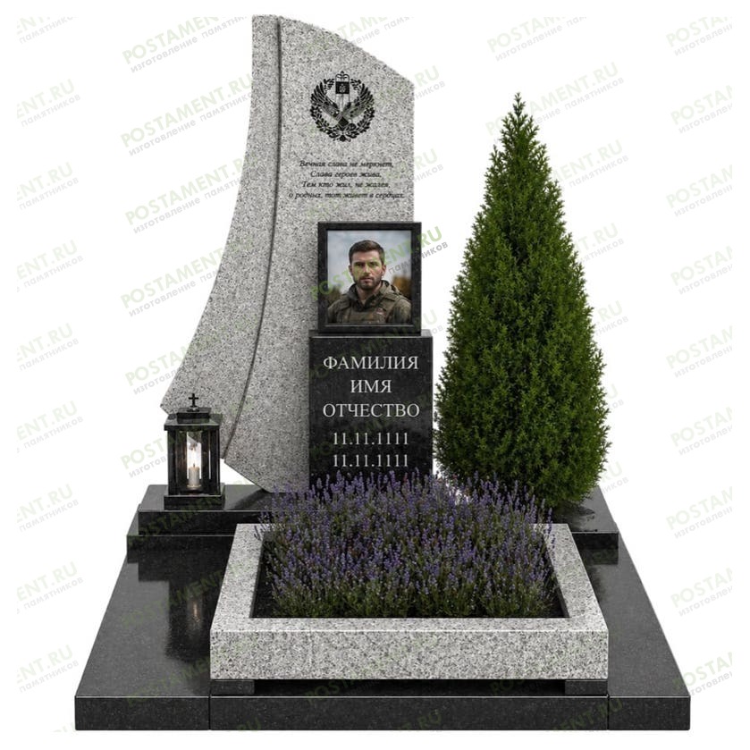 Гранитный мемориальный комплекс на могилу военнослужащего 19001