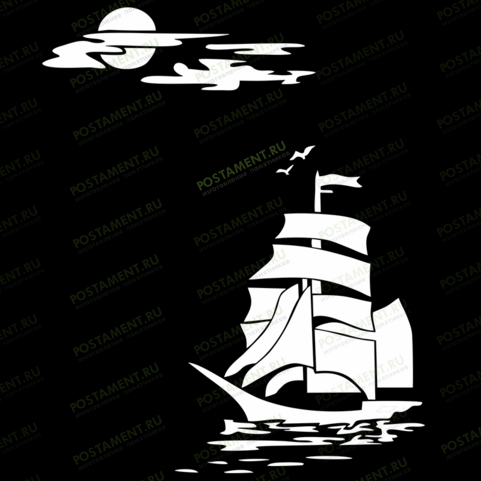 Рисунок парусника на памятник