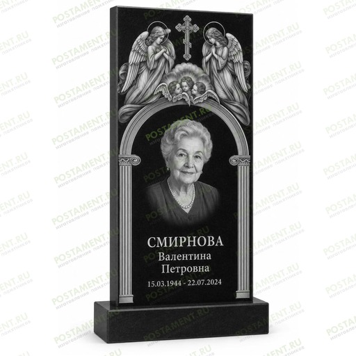 Комплексное оформление памятника с двумя ангелами, аркой и православным крестом
