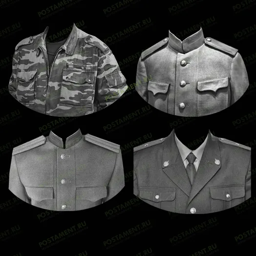 Военная форма для гравировки на памятник — кители, мундиры, камуфляж и парадная форма для ретуши фотографии